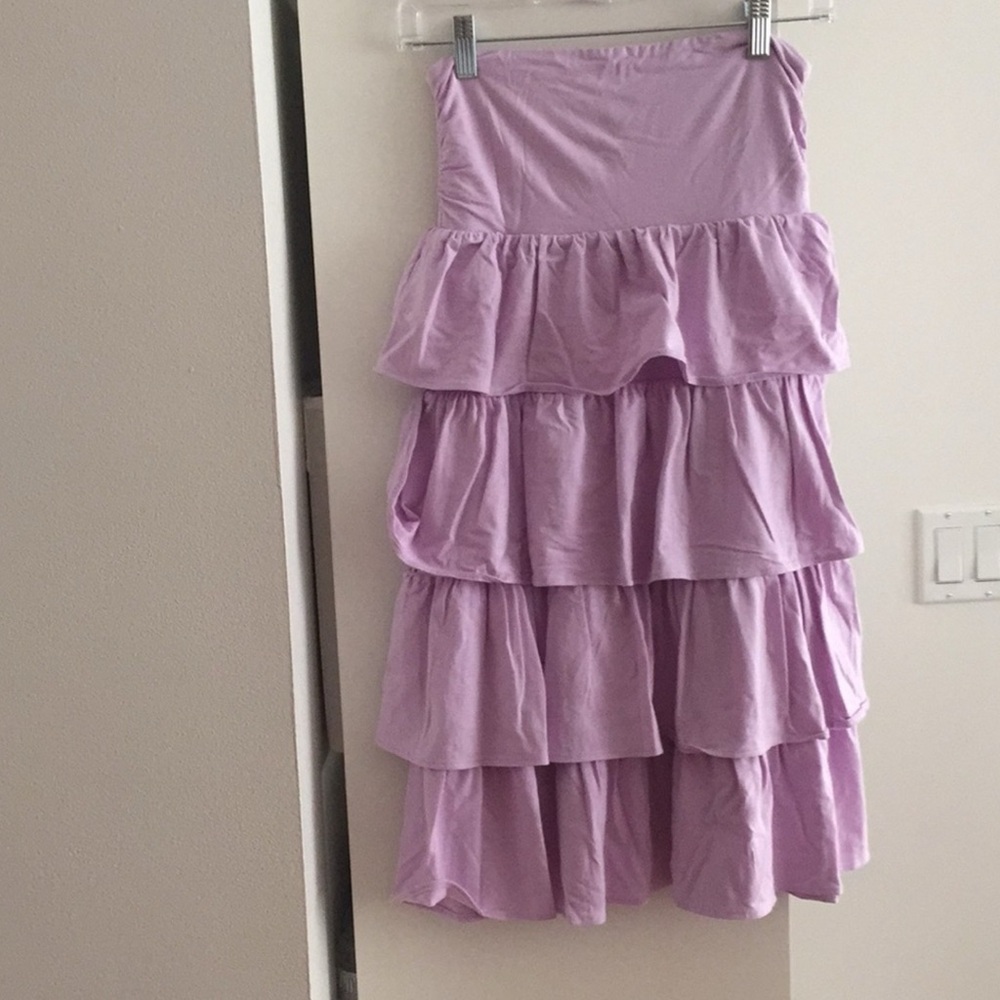 J Crew Lilac ruffle tiered strapless dress